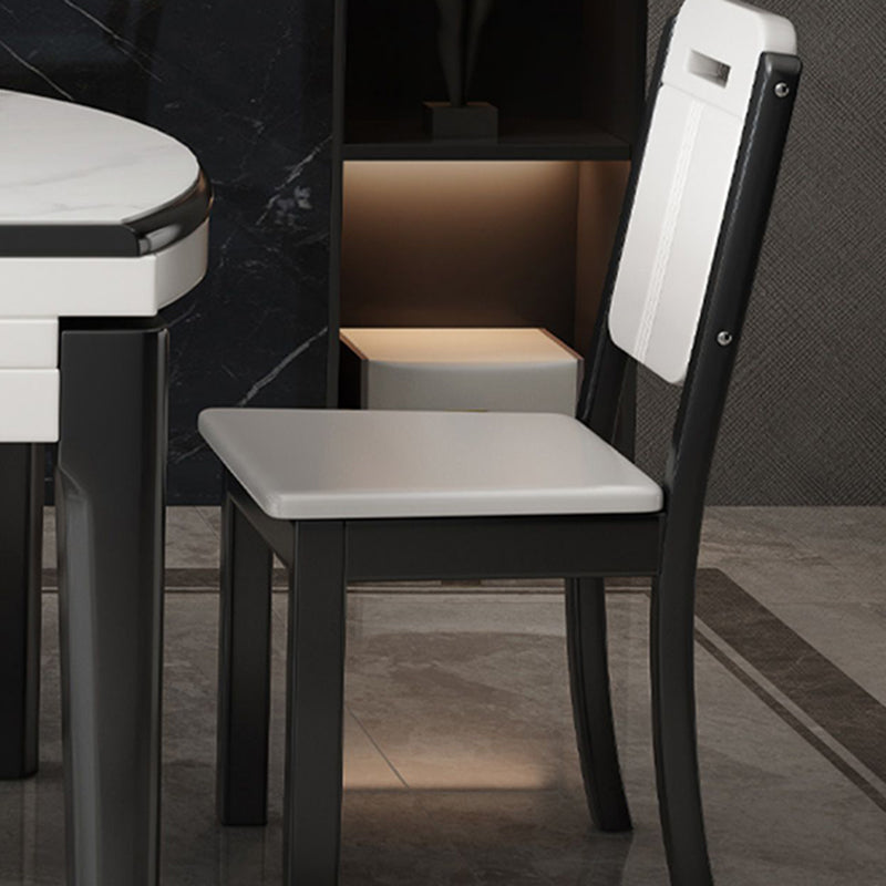 White Foldable Dining Table Set 1/7 Pcs Stone Dinette Set for Dining Room