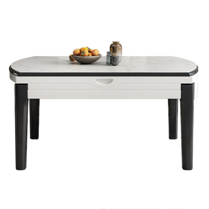 White Foldable Dining Table Set 1/7 Pcs Stone Dinette Set for Dining Room