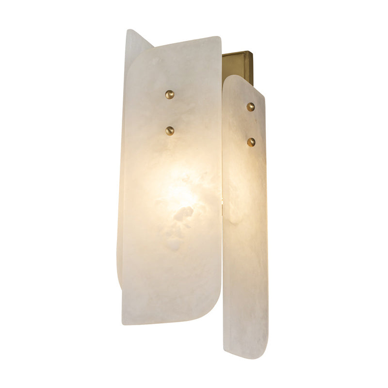 Rectangle Panel Sconce Lighting Modenrist Marble 1-Light Corner Wall Lamp Fixture in White