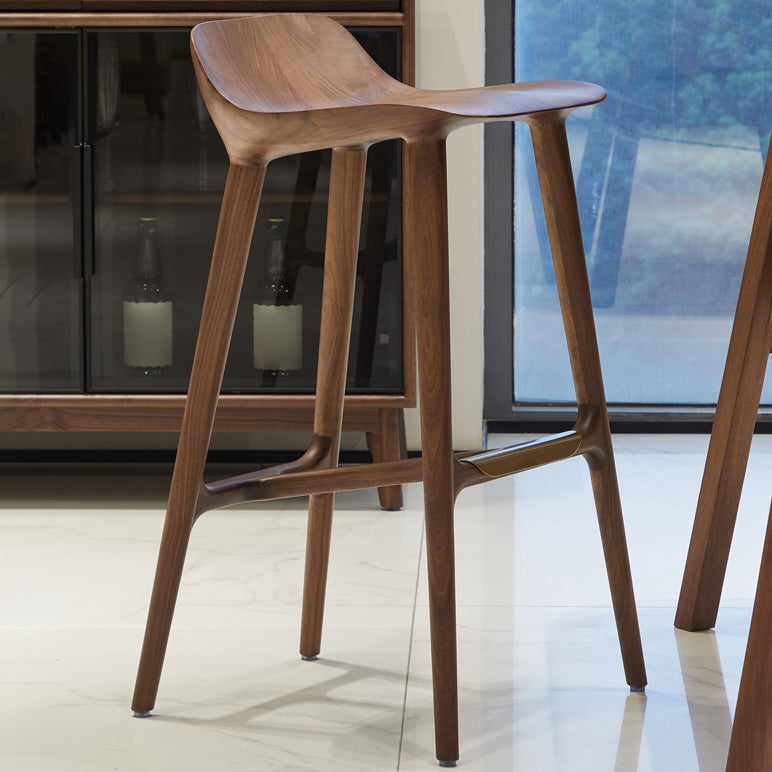 Indoor Solid Wood Bar Stool Living Room Bar Stool with Footrest