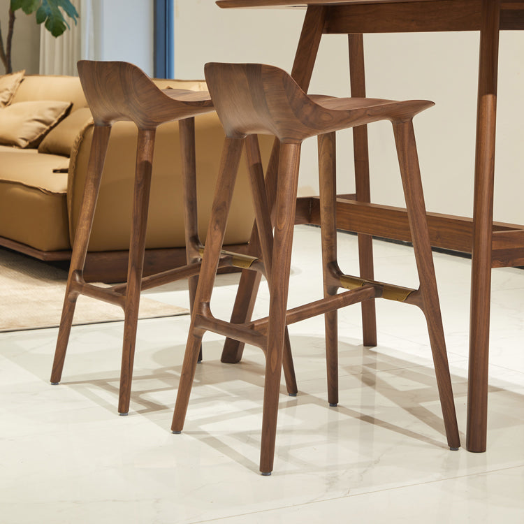 Indoor Solid Wood Bar Stool Living Room Bar Stool with Footrest
