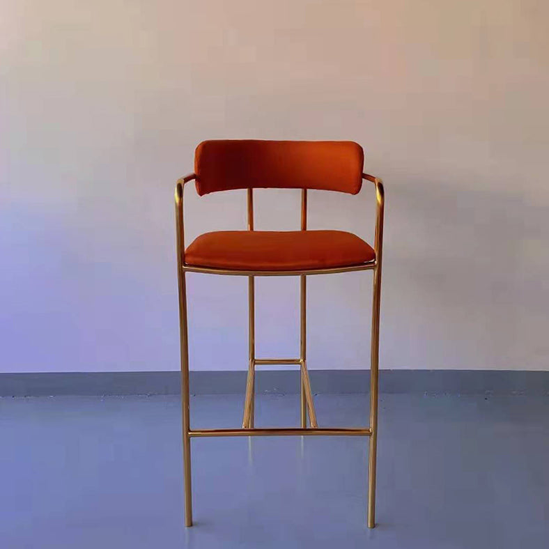 Glam Gold Legs Bar Stools Living Room Upholstered Bar Stool with Footrest