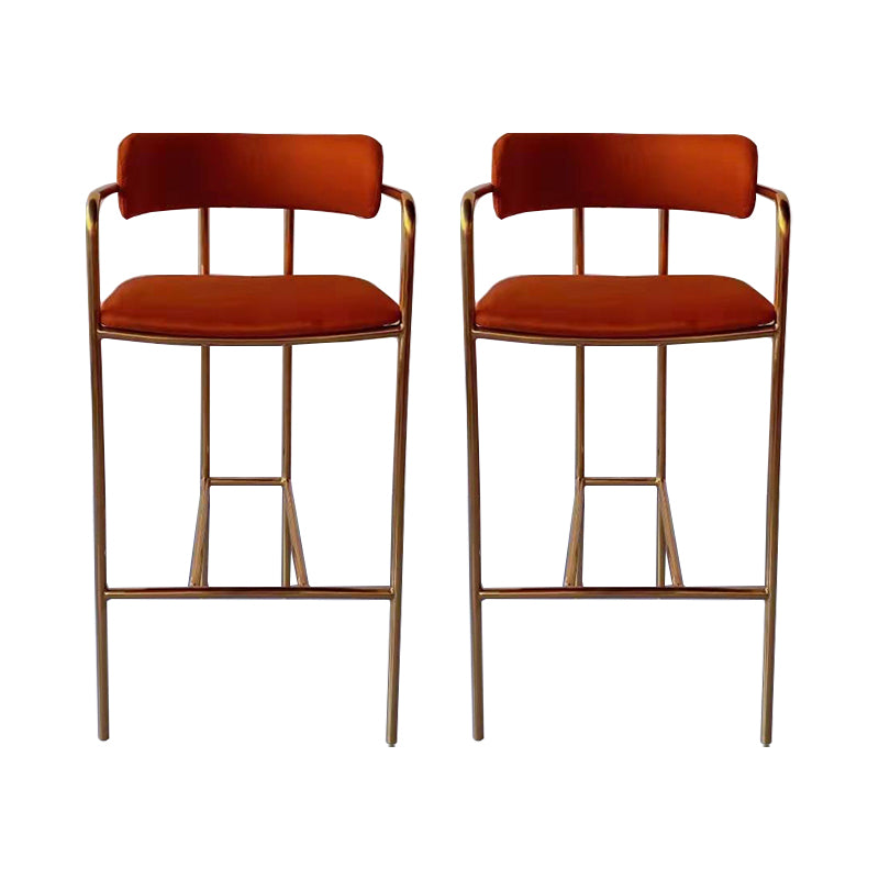 Glam Gold Legs Bar Stools Living Room Upholstered Bar Stool with Footrest