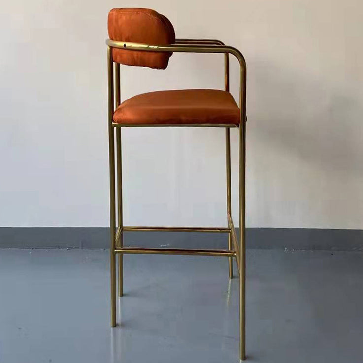 Glam Gold Legs Bar Stools Living Room Upholstered Bar Stool with Footrest