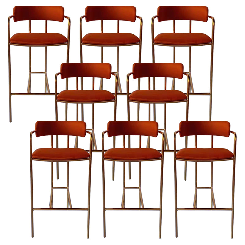 Glam Gold Legs Bar Stools Living Room Upholstered Bar Stool with Footrest