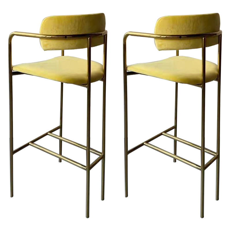 Glam Gold Legs Bar Stools Living Room Upholstered Bar Stool with Footrest