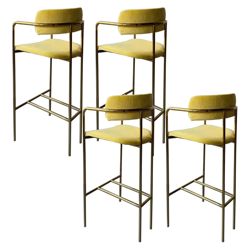 Glam Gold Legs Bar Stools Living Room Upholstered Bar Stool with Footrest