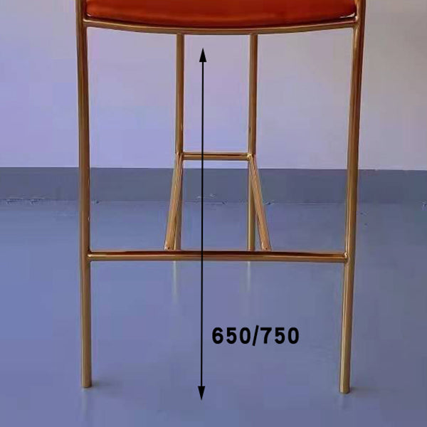 Glam Gold Legs Bar Stools Living Room Upholstered Bar Stool with Footrest