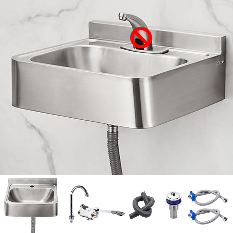 Contemporary Bathroom Sink with Pop-Up Drain Rectangular Metal Wall Mount Bathroom Sink