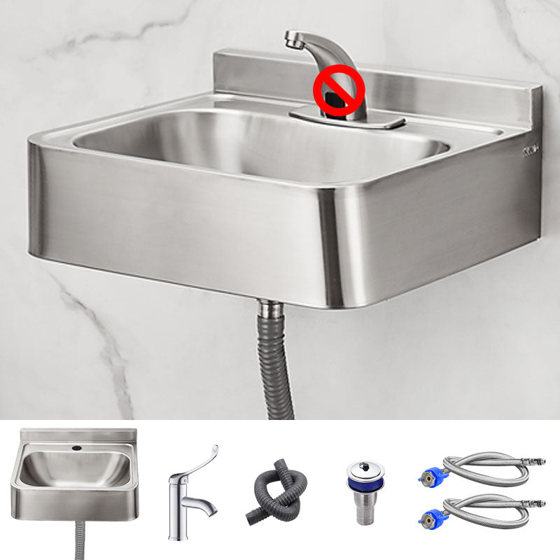Contemporary Bathroom Sink with Pop-Up Drain Rectangular Metal Wall Mount Bathroom Sink