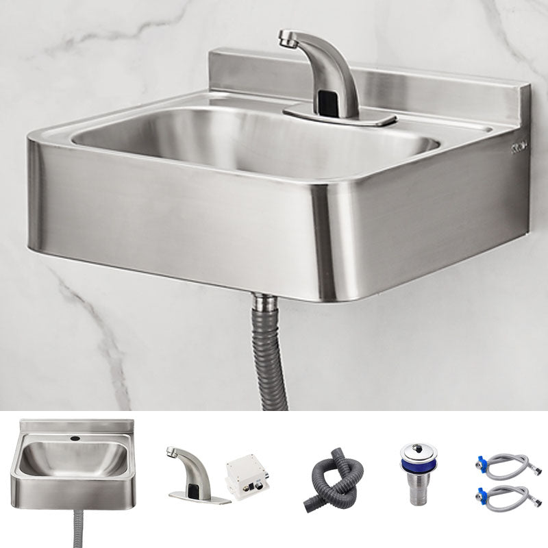 Contemporary Bathroom Sink with Pop-Up Drain Rectangular Metal Wall Mount Bathroom Sink