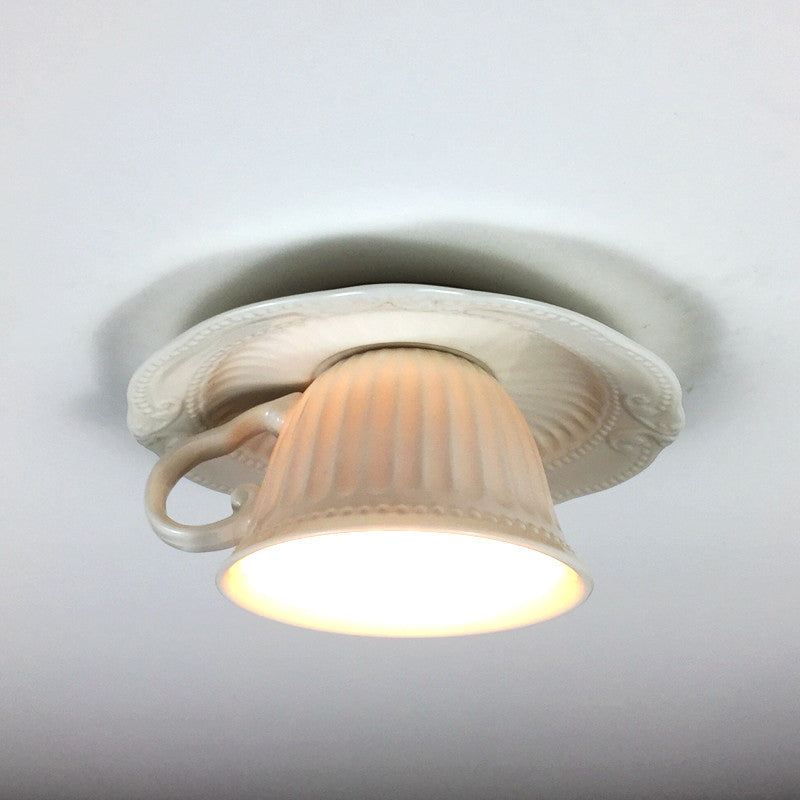 Weiße Kaffeetasse-Unterputzleuchte, moderne 1-Kopf-LED-Deckenleuchte aus Gips