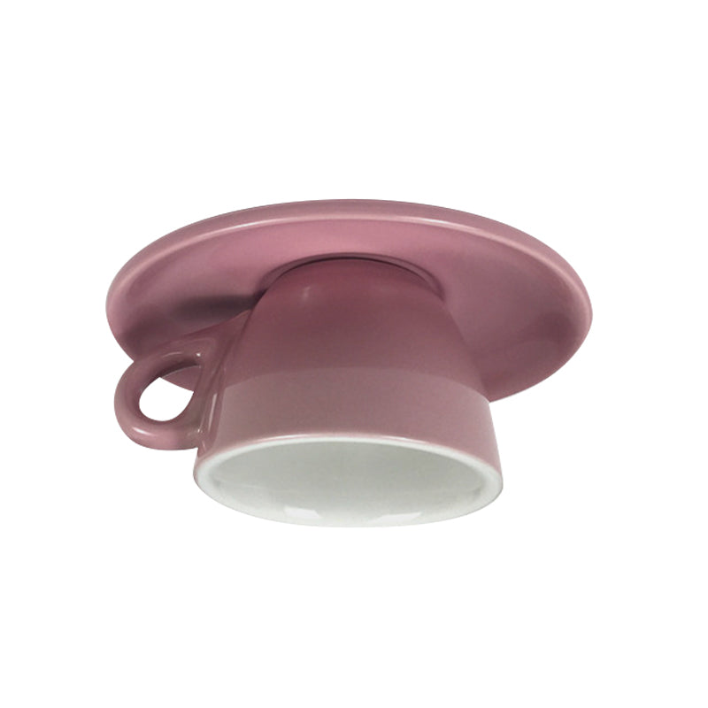 Coffee Cup Ceramics Flush Ceiling Lighting Macaron 1 Light Pink/Blue/Yellow Finish LED Flush Mounted Lamp