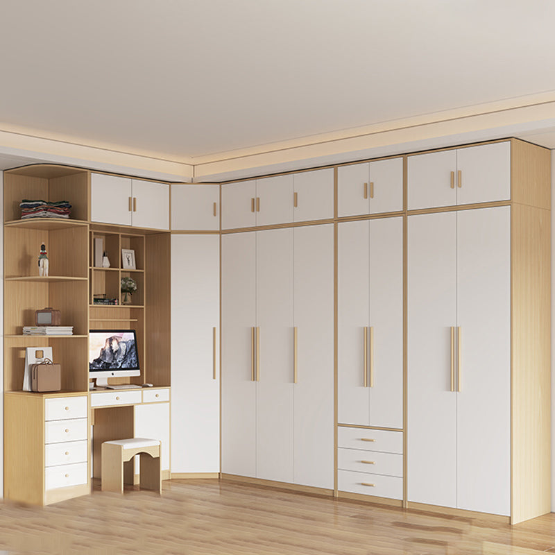 Contemporary Freestanding Wardrobe Engineered Wood White Wardrobe