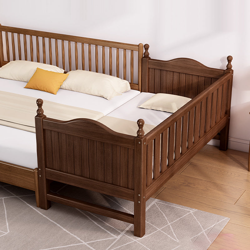 Solid Wood Baby Crib Traditional Beech Nursery Bed with Guardrails