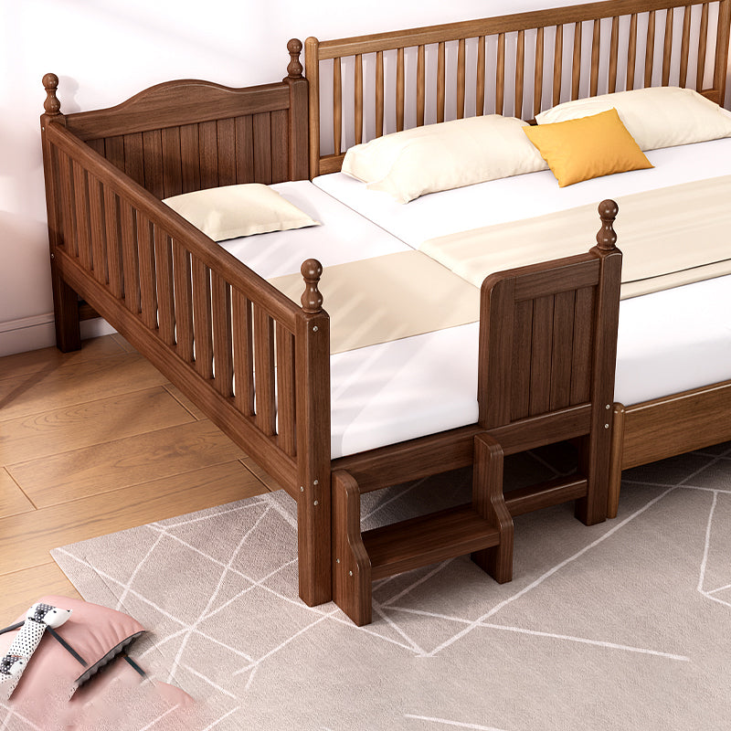 Solid Wood Baby Crib Traditional Beech Nursery Bed with Guardrails