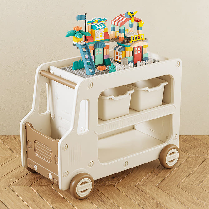 Modern Plastic Standard Kids Bookcase Open Back Bookcase with Wheels