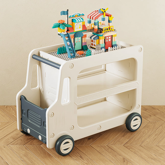 Modern Plastic Standard Kids Bookcase Open Back Bookcase with Wheels