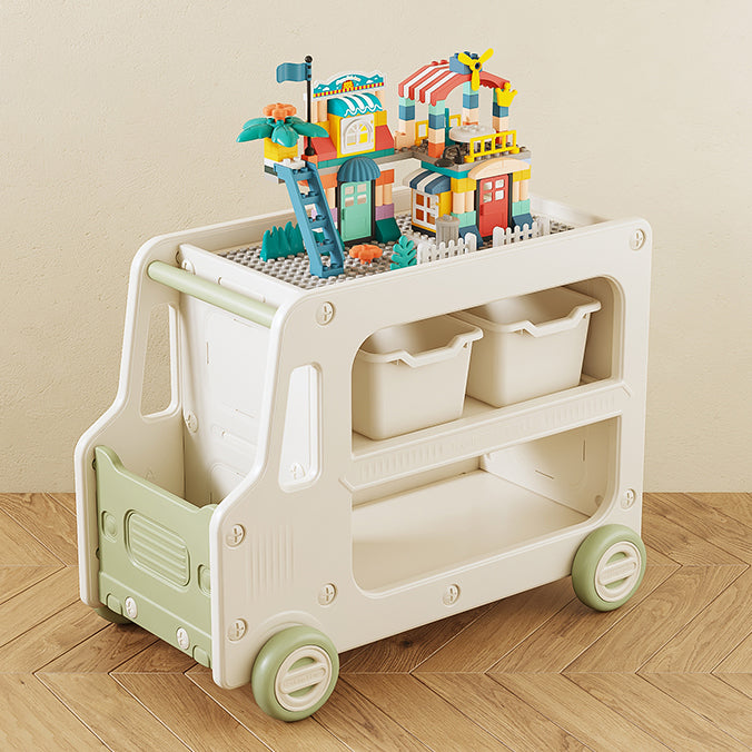 Modern Plastic Standard Kids Bookcase Open Back Bookcase with Wheels
