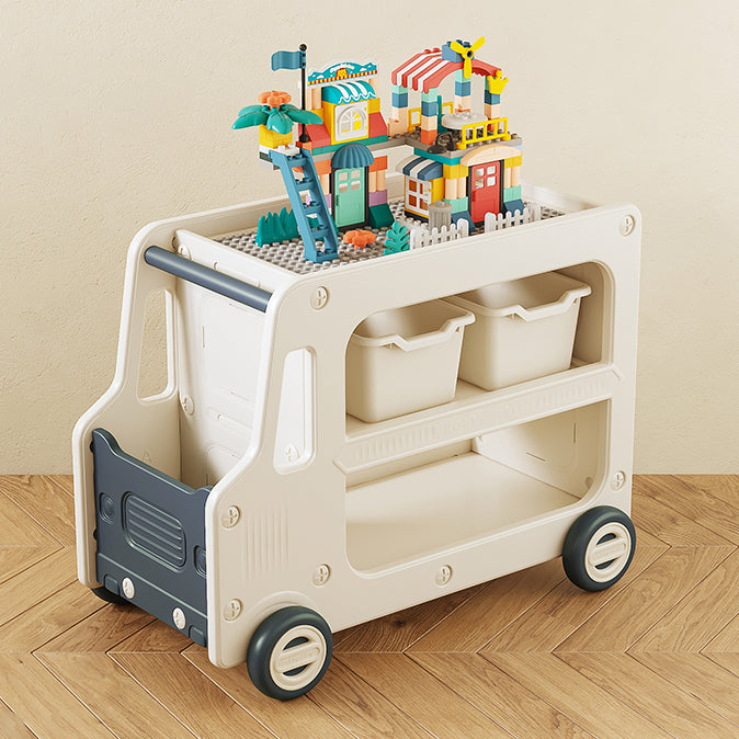 Modern Plastic Standard Kids Bookcase Open Back Bookcase with Wheels