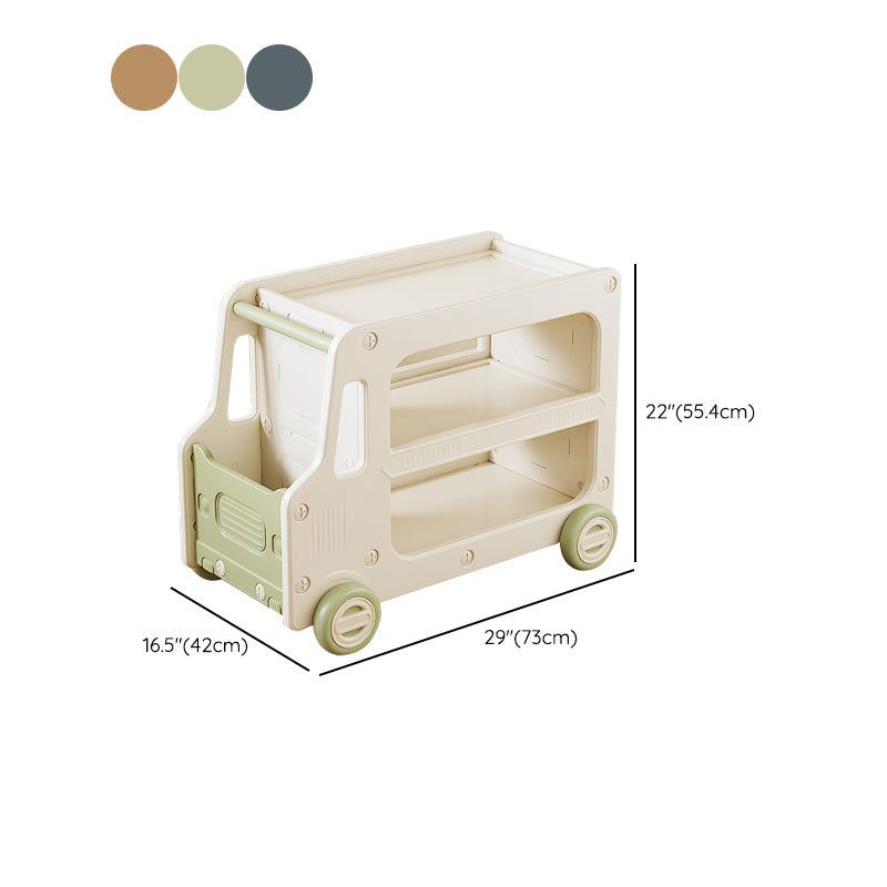 Modern Plastic Standard Kids Bookcase Open Back Bookcase with Wheels