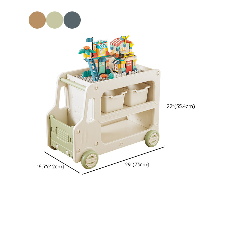 Modern Plastic Standard Kids Bookcase Open Back Bookcase with Wheels