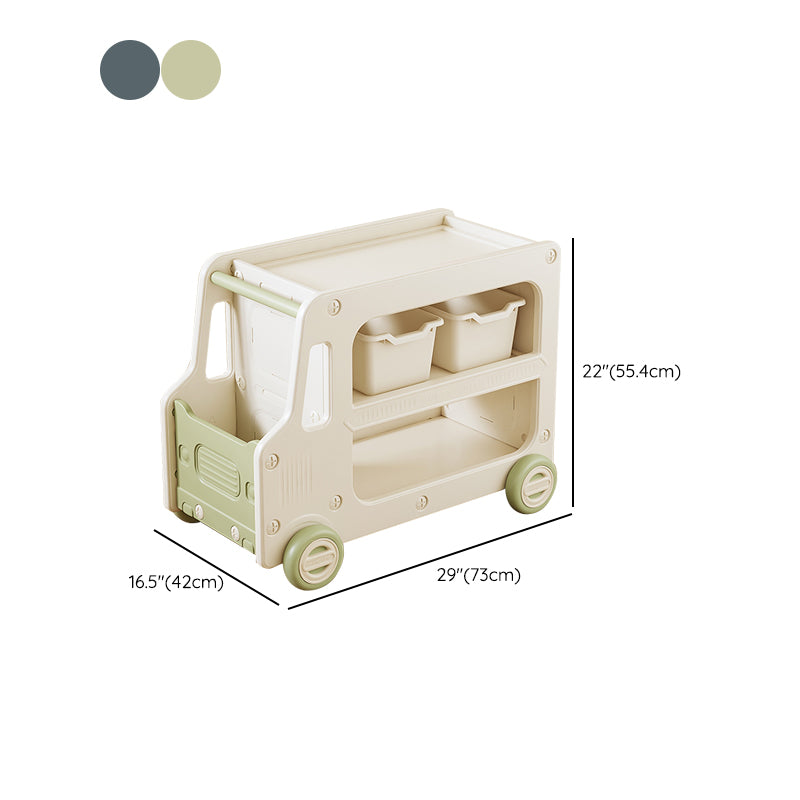 Modern Plastic Standard Kids Bookcase Open Back Bookcase with Wheels