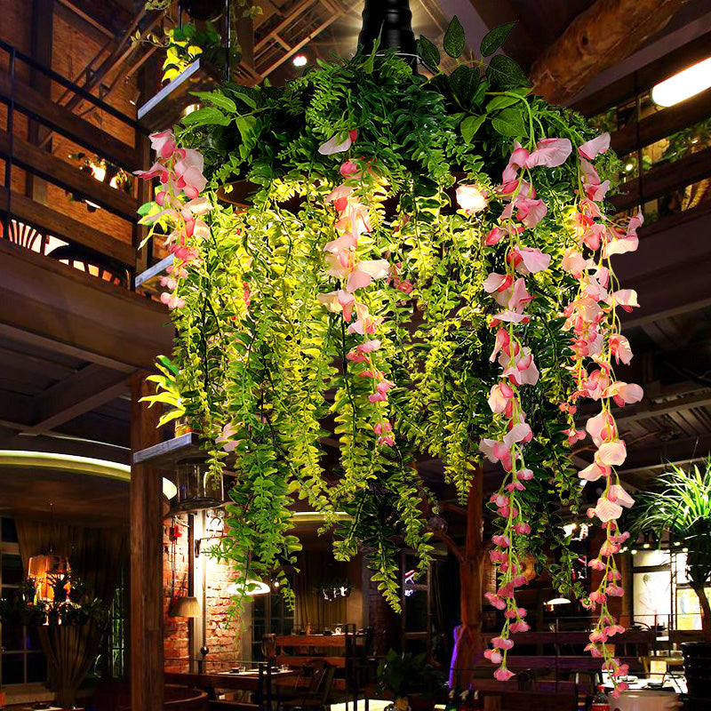 Iron Barn Down Lighting Pendant Factory 1 Bulb Restaurant Ceiling Hang Fixture with Plant Decor