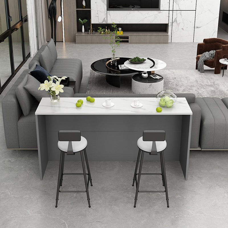 Stone Top Rectangle Pub Table Set 1/2/3 Pcs Modern Bar Table Set with 2 Stools