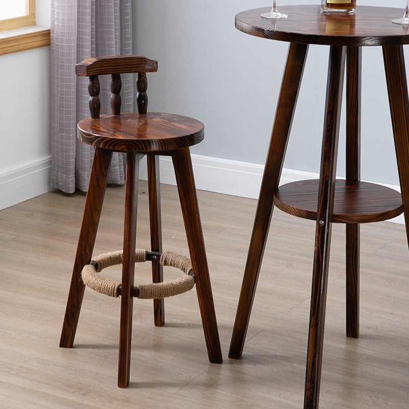 Brown Solid Wood Pub Table Set 1/3 Pcs Bar Table with Wooden Stools