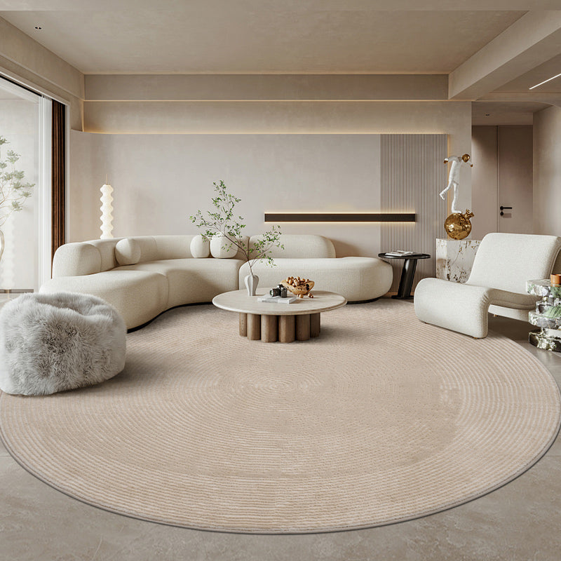 Round Shade Tribal Diamond Rug Beige Polyester Carpet Stain Resistant Rug