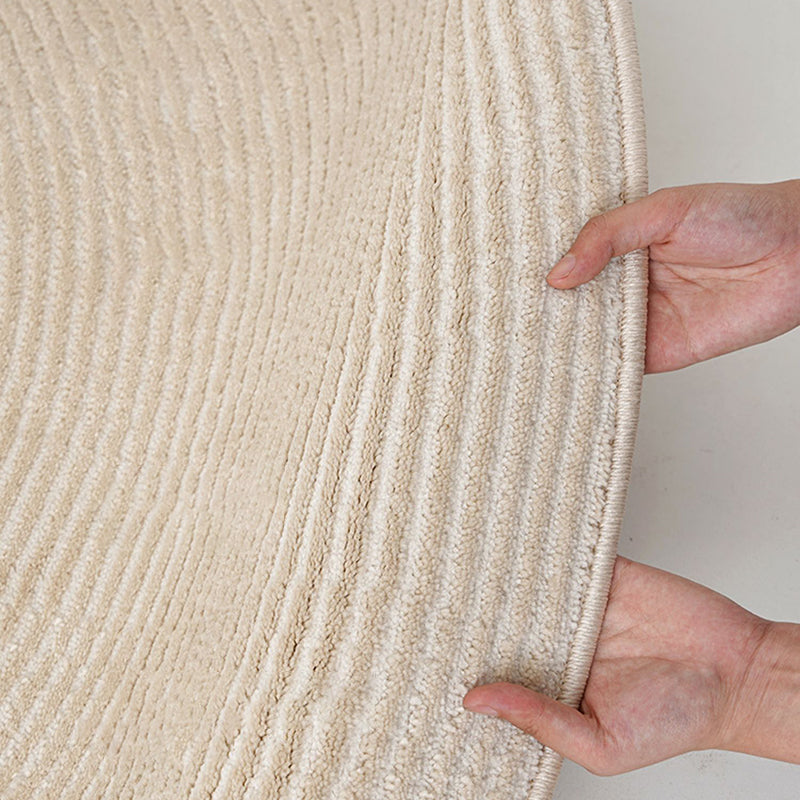 Round Shade Tribal Diamond Rug Beige Polyester Carpet Stain Resistant Rug