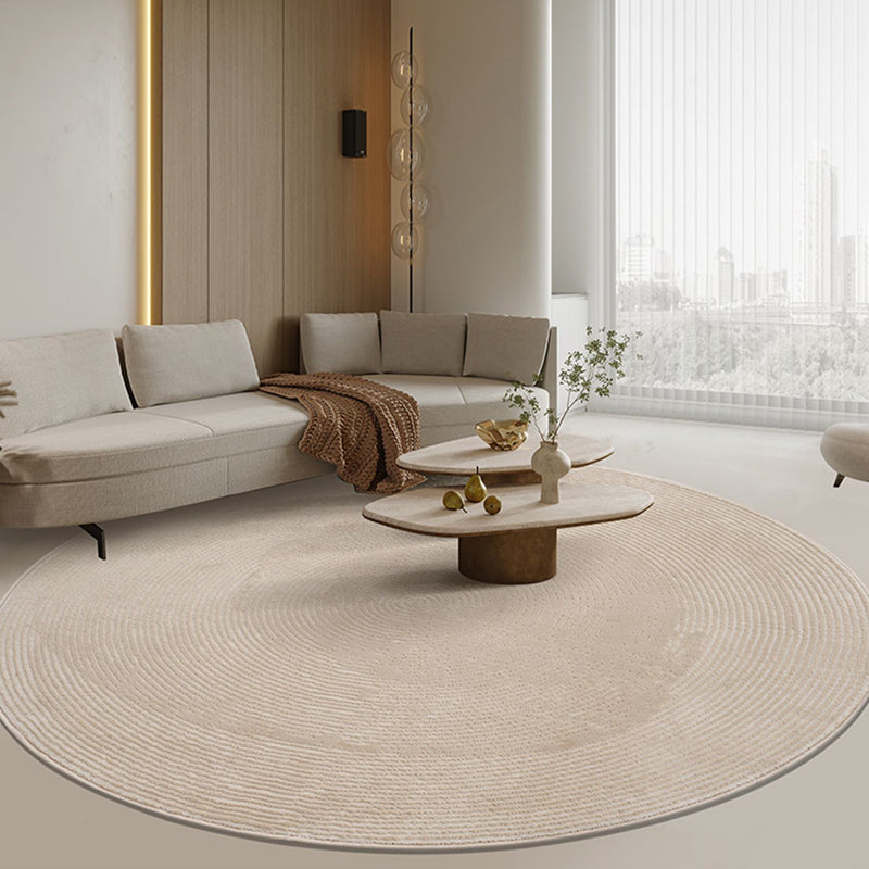 Round Shade Tribal Diamond Rug Beige Polyester Carpet Stain Resistant Rug