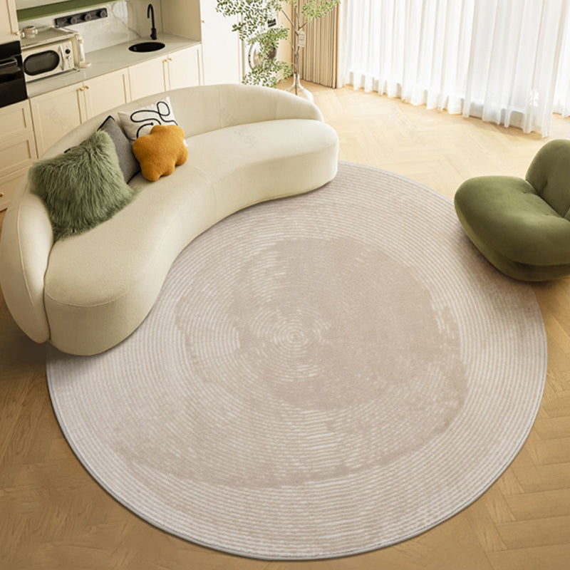 Round Shade Tribal Diamond Rug Beige Polyester Carpet Stain Resistant Rug