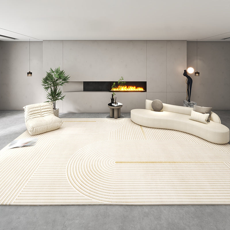 Modern Tribal Diamond Rug Beige Polyester Carpet Stain Resistant Rug for Living Room