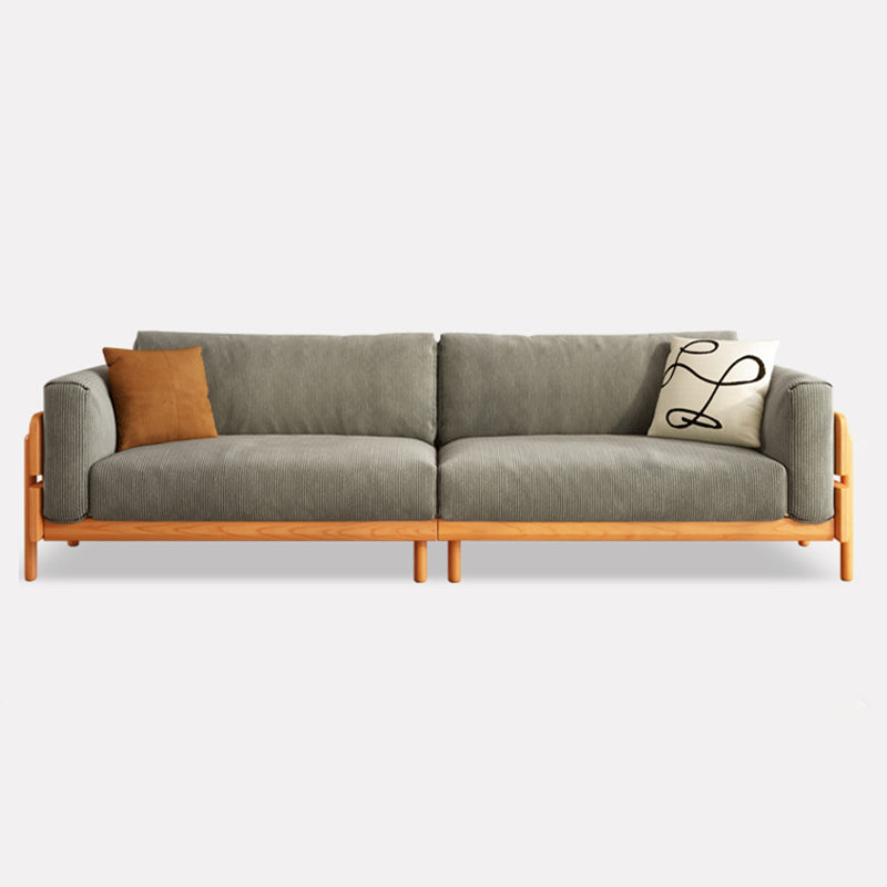 Solid Wood Square Arm Sofa Slipcovered Corduroy Cushions Sofa