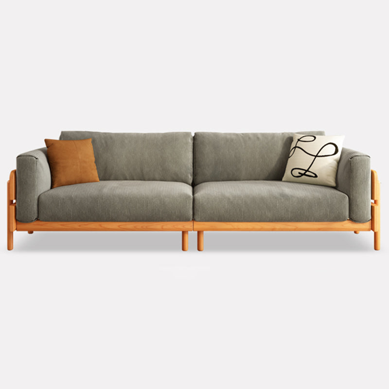 Solid Wood Square Arm Sofa Slipcovered Corduroy Cushions Sofa