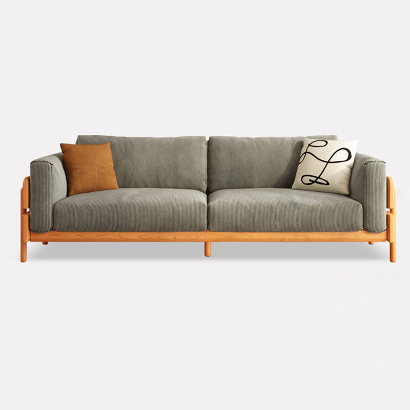 Solid Wood Square Arm Sofa Slipcovered Corduroy Cushions Sofa