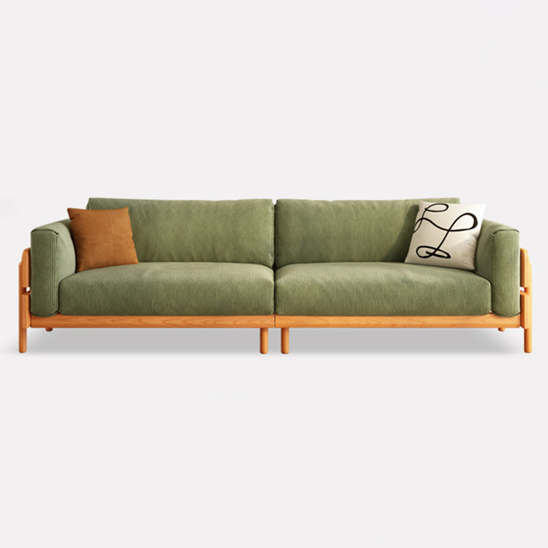Solid Wood Square Arm Sofa Slipcovered Corduroy Cushions Sofa