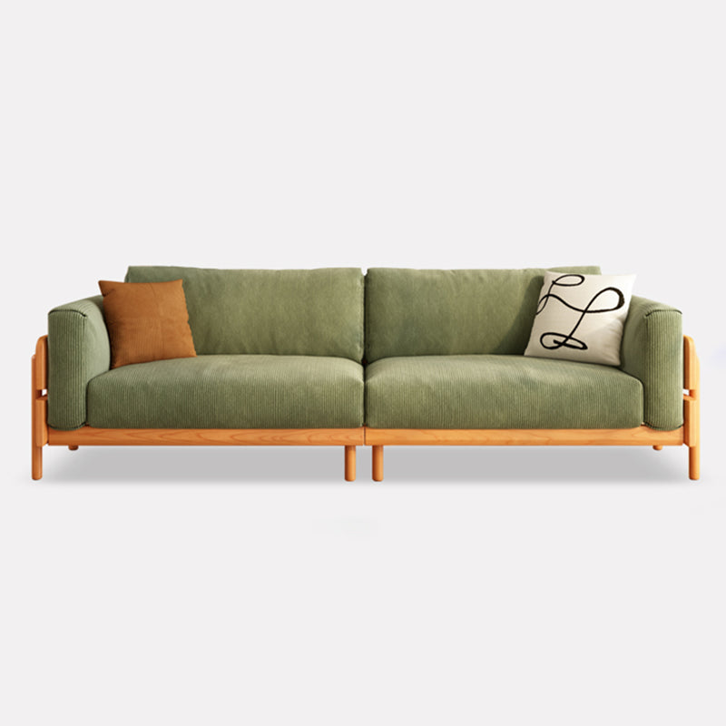 Solid Wood Square Arm Sofa Slipcovered Corduroy Cushions Sofa