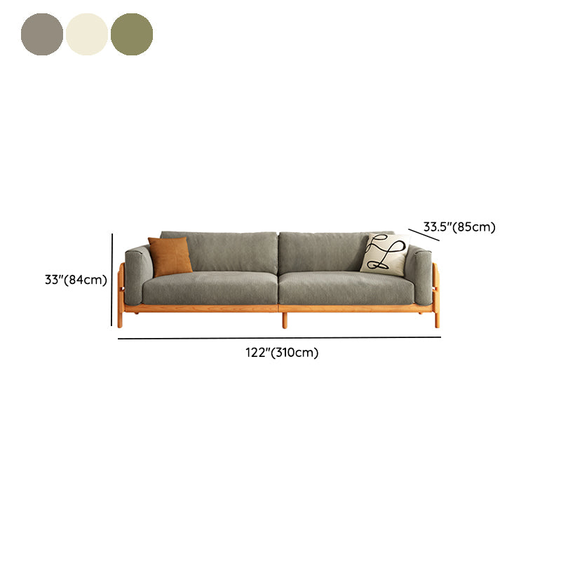 Solid Wood Square Arm Sofa Slipcovered Corduroy Cushions Sofa