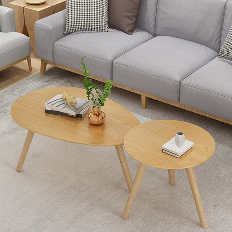 Solid Wood 3 Legs Coffee Table Set Modern Geometric Cocktail Table