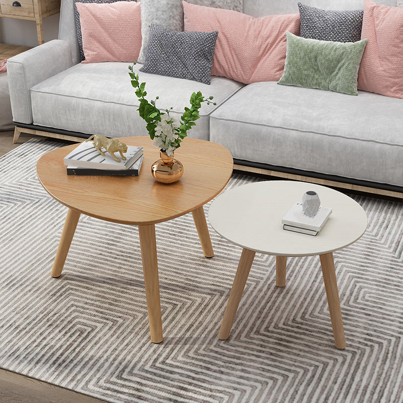 Solid Wood 3 Legs Coffee Table Set Modern Geometric Cocktail Table