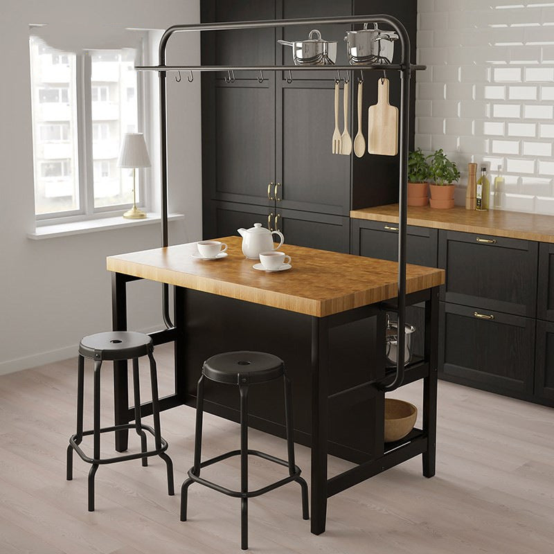 Home Dining Kitchen Island Table Modern Wooden Rectangular Prep Table