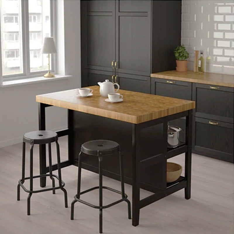 Home Dining Kitchen Island Table Modern Wooden Rectangular Prep Table