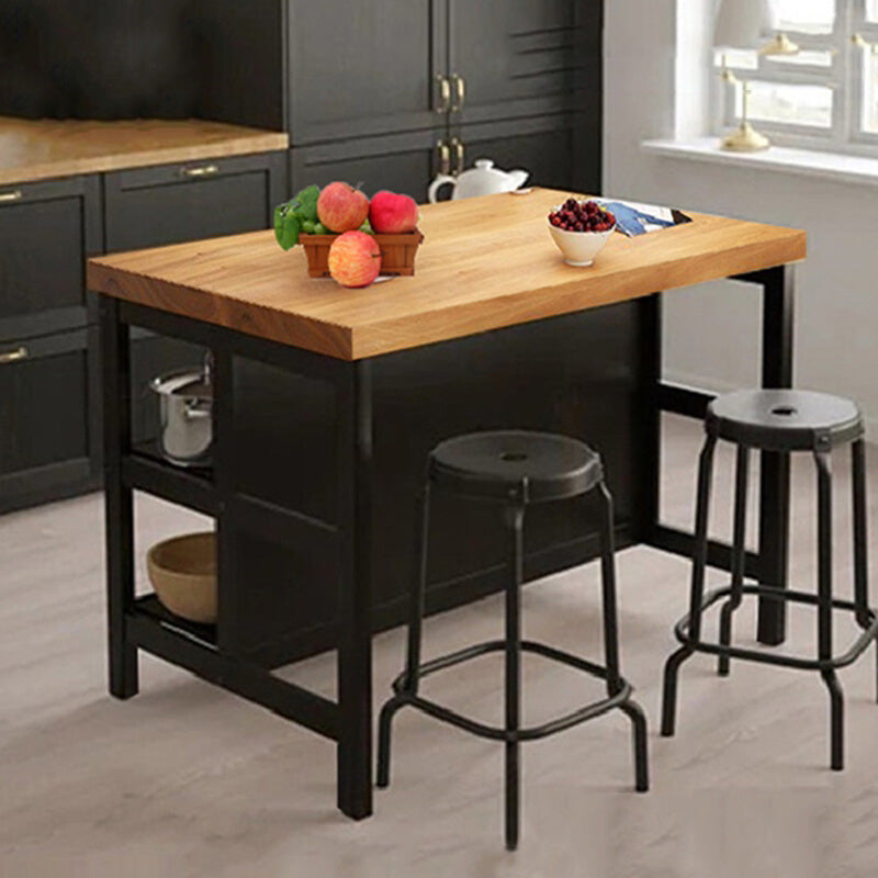 Home Dining Kitchen Island Table Modern Wooden Rectangular Prep Table