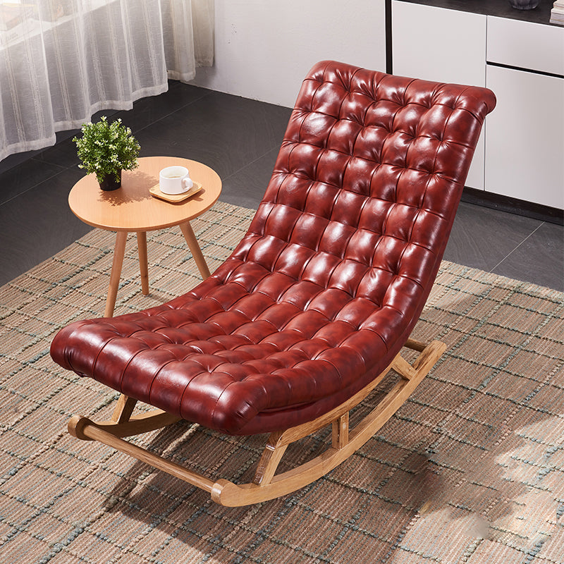 Indoor Leisure Chaise Chair Modern Wooden Upholstered Rocking Chair