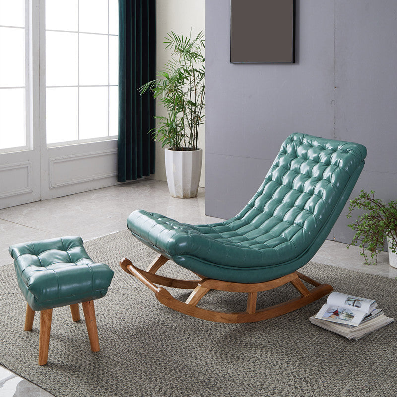 Indoor Leisure Chaise Chair Modern Wooden Upholstered Rocking Chair