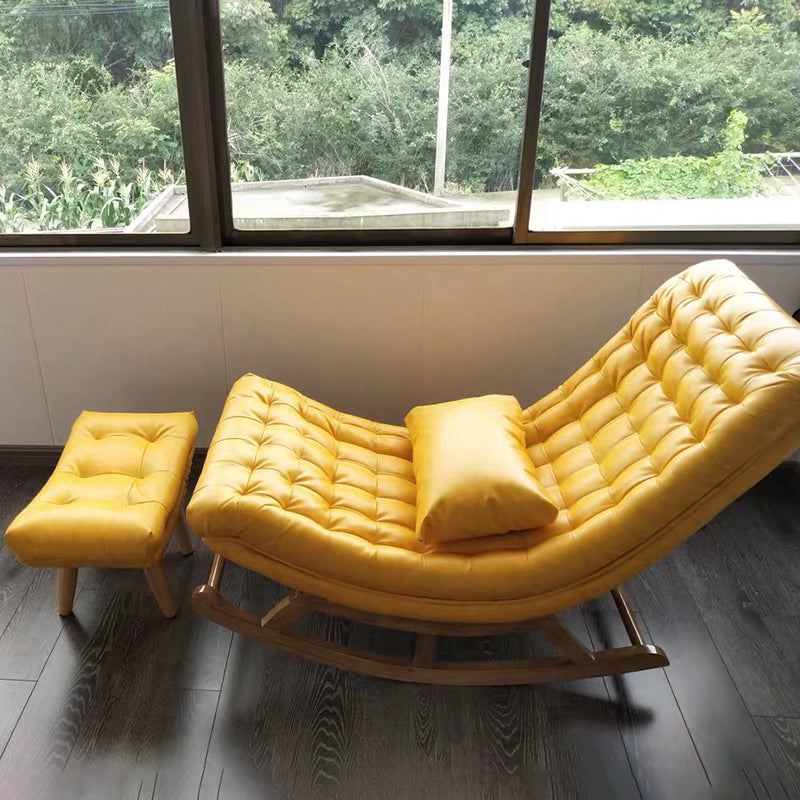 Indoor Leisure Chaise Chair Modern Wooden Upholstered Rocking Chair