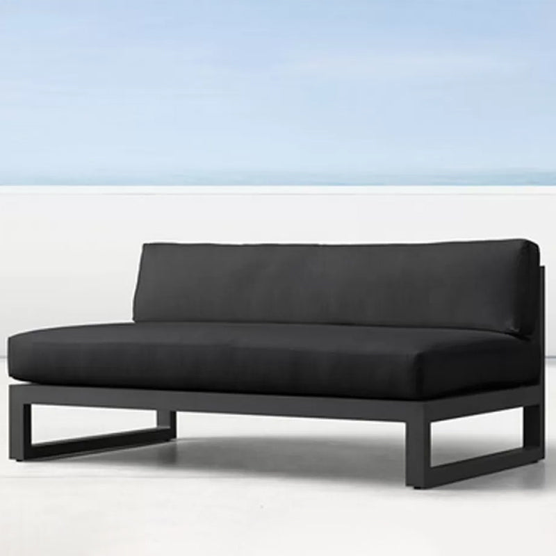 Modern & Contemporary Outdoor Loveseat Fabric Cushion Black Gray Water Resistant